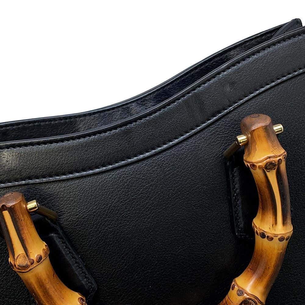 GUCCI Diana Bamboo 2awyHandbag Black 660195 Leather Size Small
