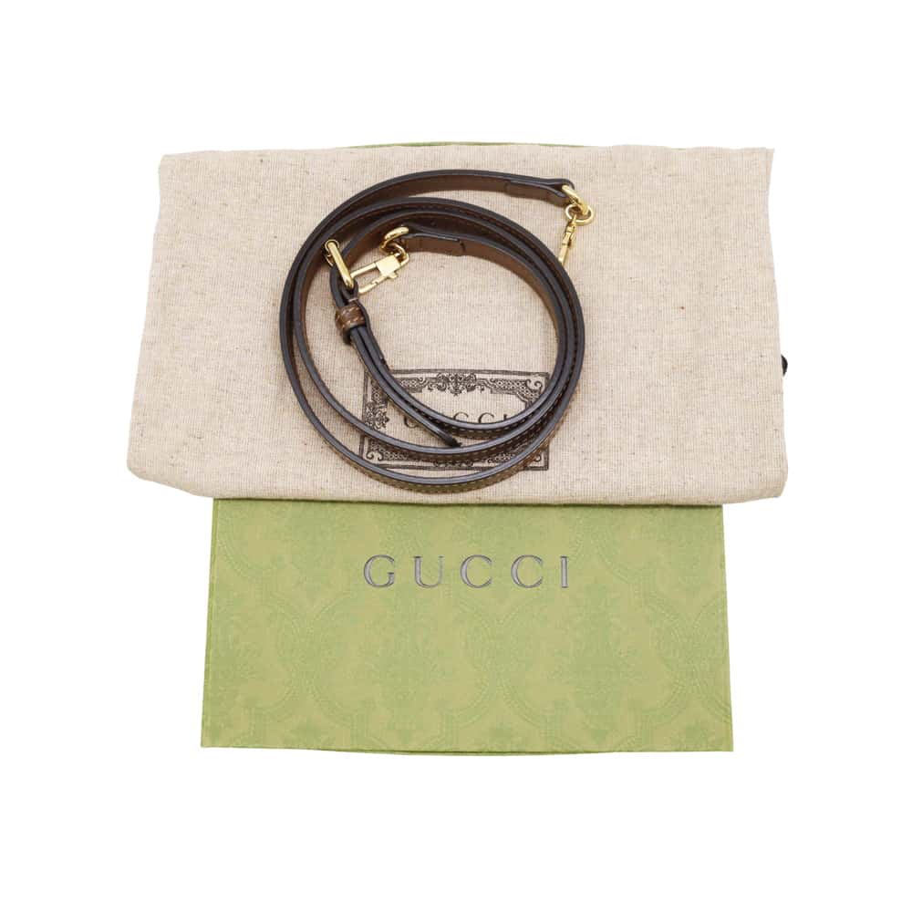 GUCCI Interlocking G 2WAY Mini Tote Bag Beige/Brown 671623 GG SupremeCanvas Leather
