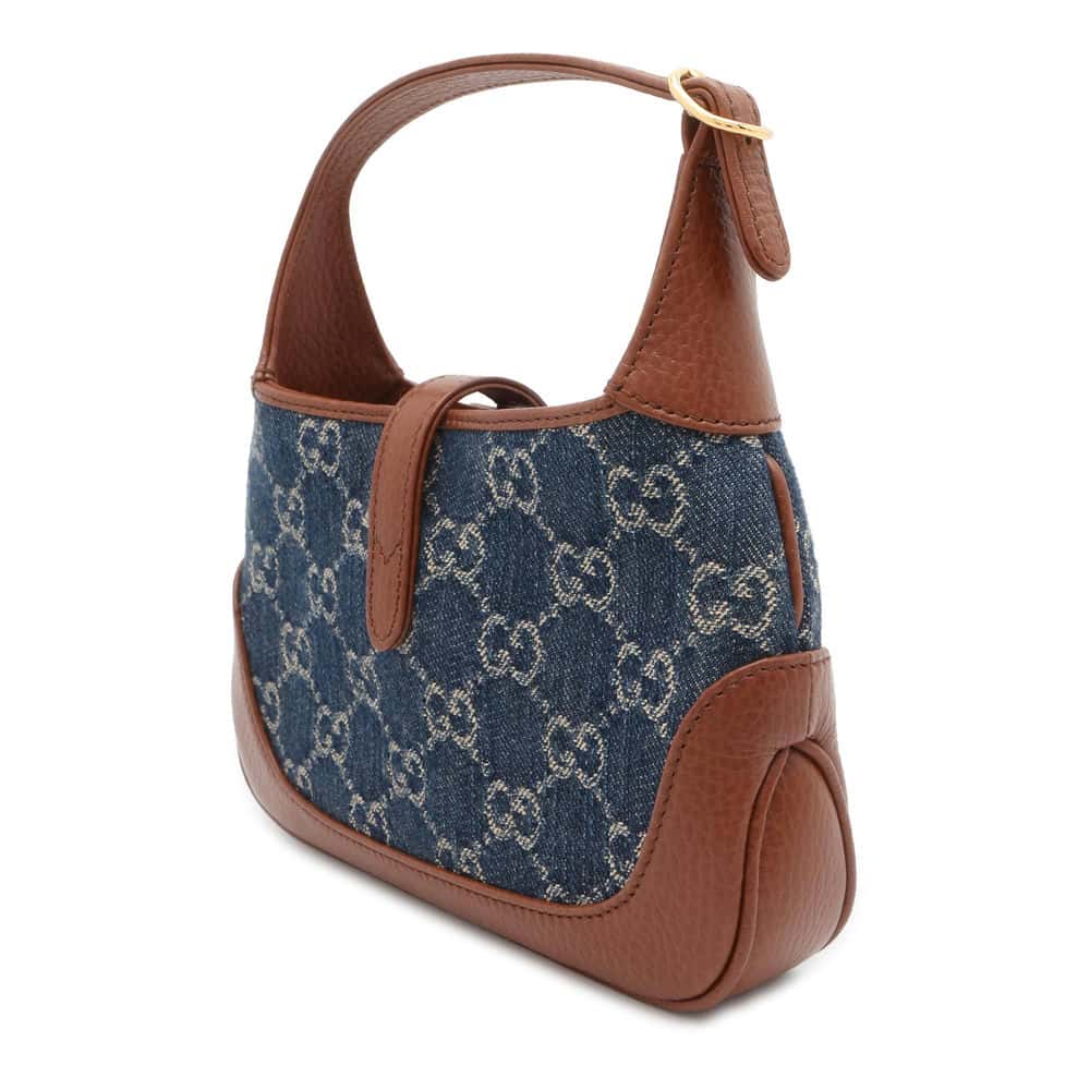GUCCI GG Supreme Jackie1961 2wayShoulder Bag Blue/Brown 637092 Denim Leather