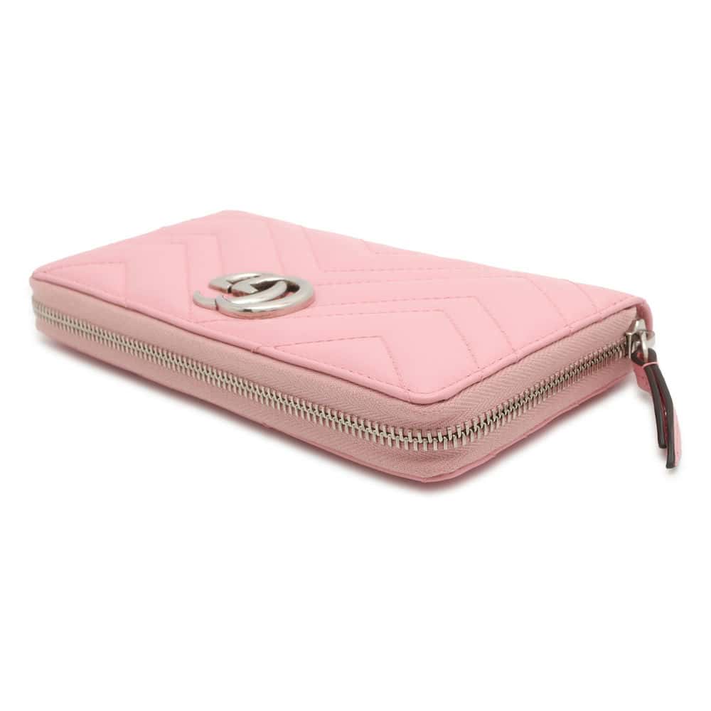 GUCCI GG Marmont Zip AroundNagazaiCloth Pink 443123 Leather