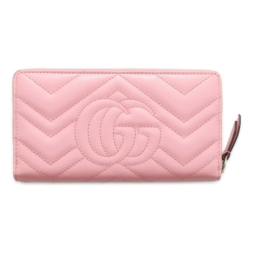 GUCCI GG Marmont Zip AroundNagazaiCloth Pink 443123 Leather