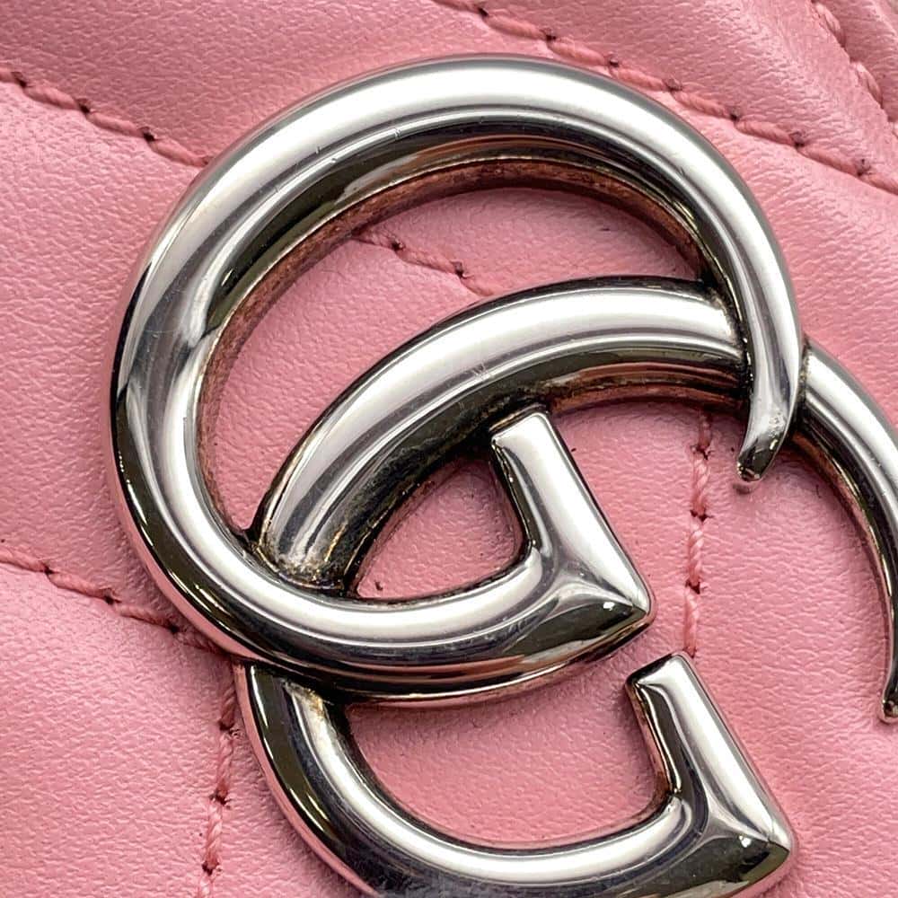 GUCCI GG Marmont Zip AroundNagazaiCloth Pink 443123 Leather