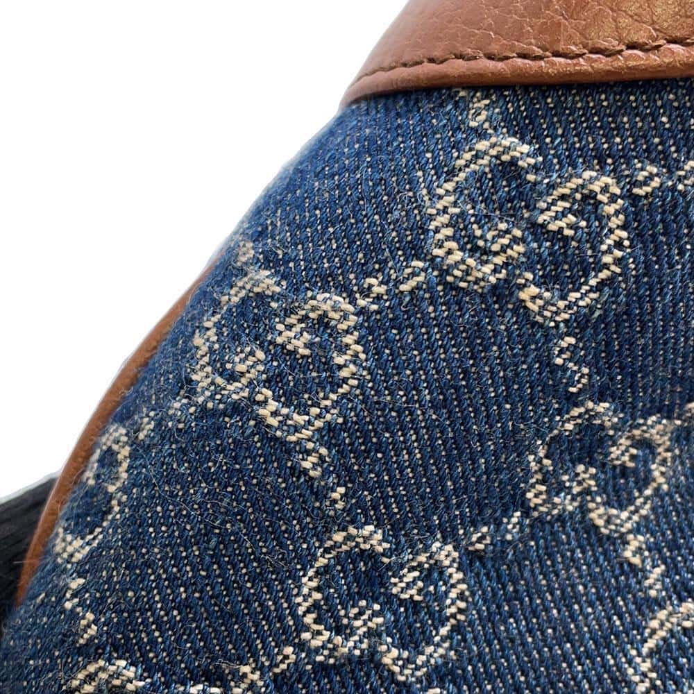 GUCCI New Jackie Handbag Blue/Brown 636706 Denim Leather