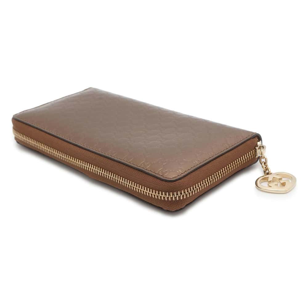 GUCCI MicroGuccissima Zip AroundNagazaiCloth Bronze 308005 Enamel