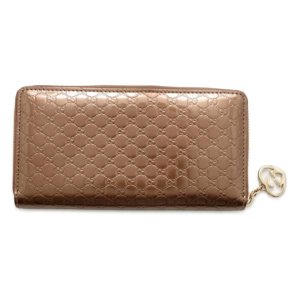 GUCCI MicroGuccissima Zip AroundNagazaiCloth Bronze 308005 Enamel