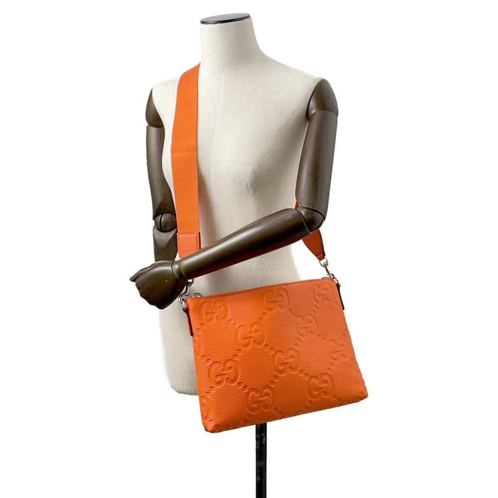GUCCI jumbo GG messenger bag Orange 696009 Leather