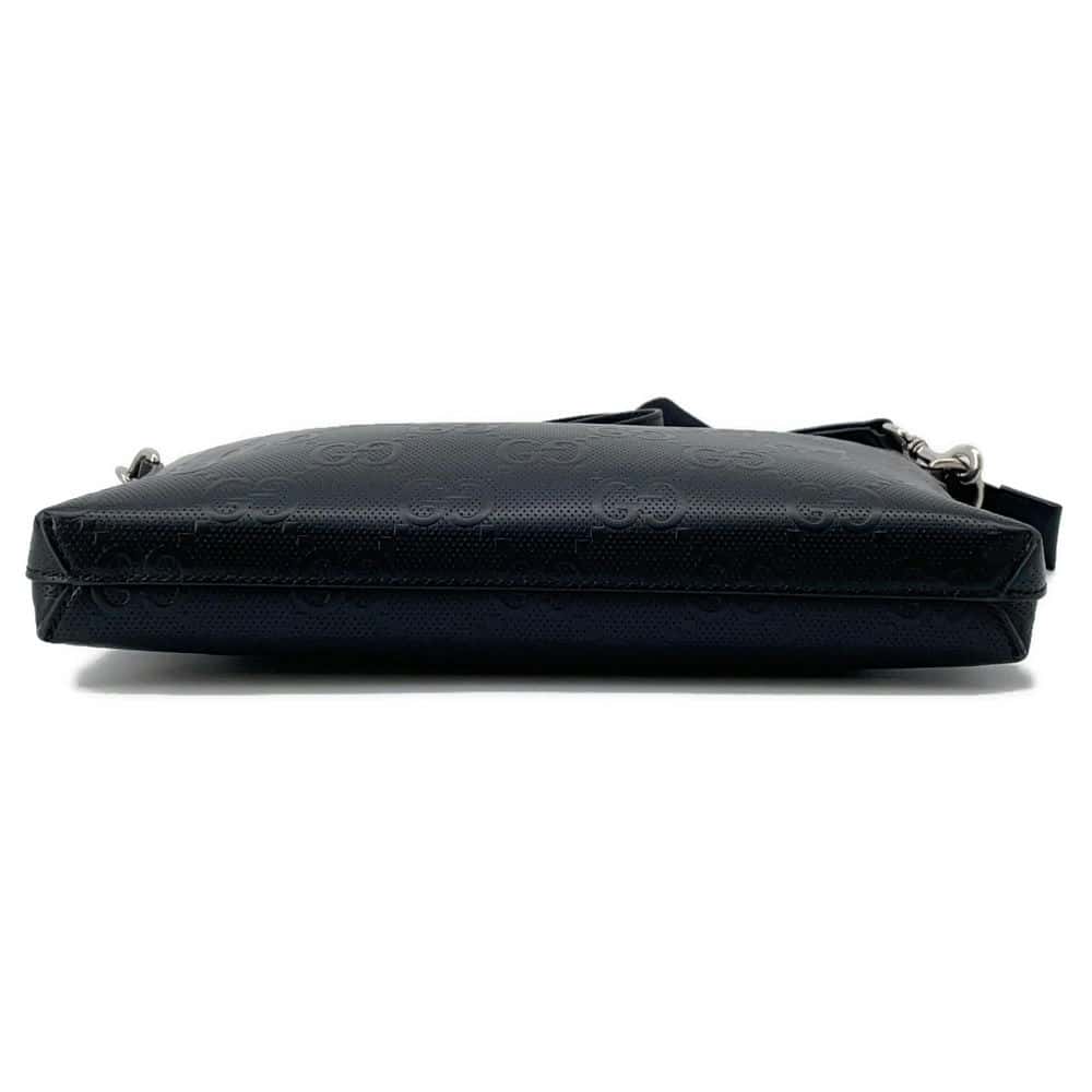GUCCI GG-embossed messenger bag Black 696009 Leather
