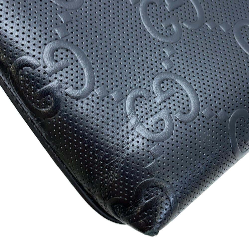 GUCCI GG-embossed messenger bag Black 696009 Leather