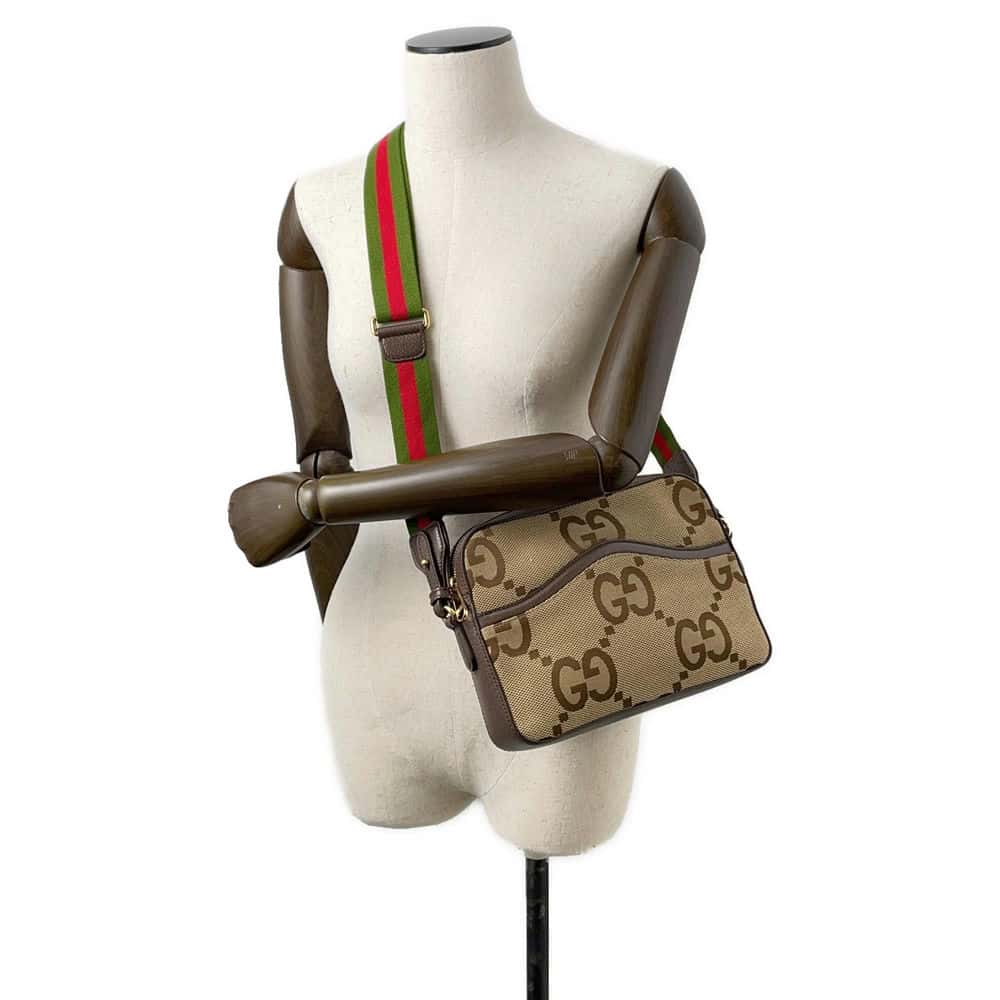GUCCI jumbo GG messenger bag Beige 675891 Canvas Leather