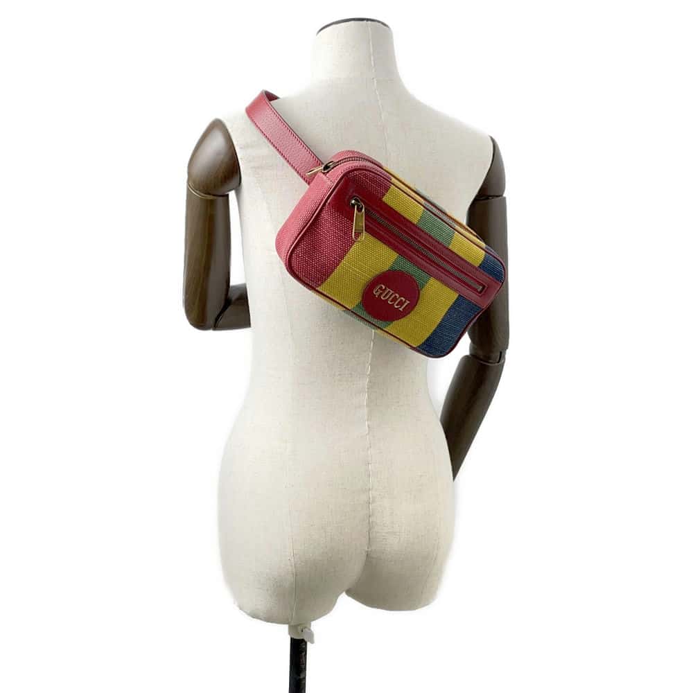 GUCCI Baiadera Striped Waist Bag Multicolor 625895 Canvas Leather