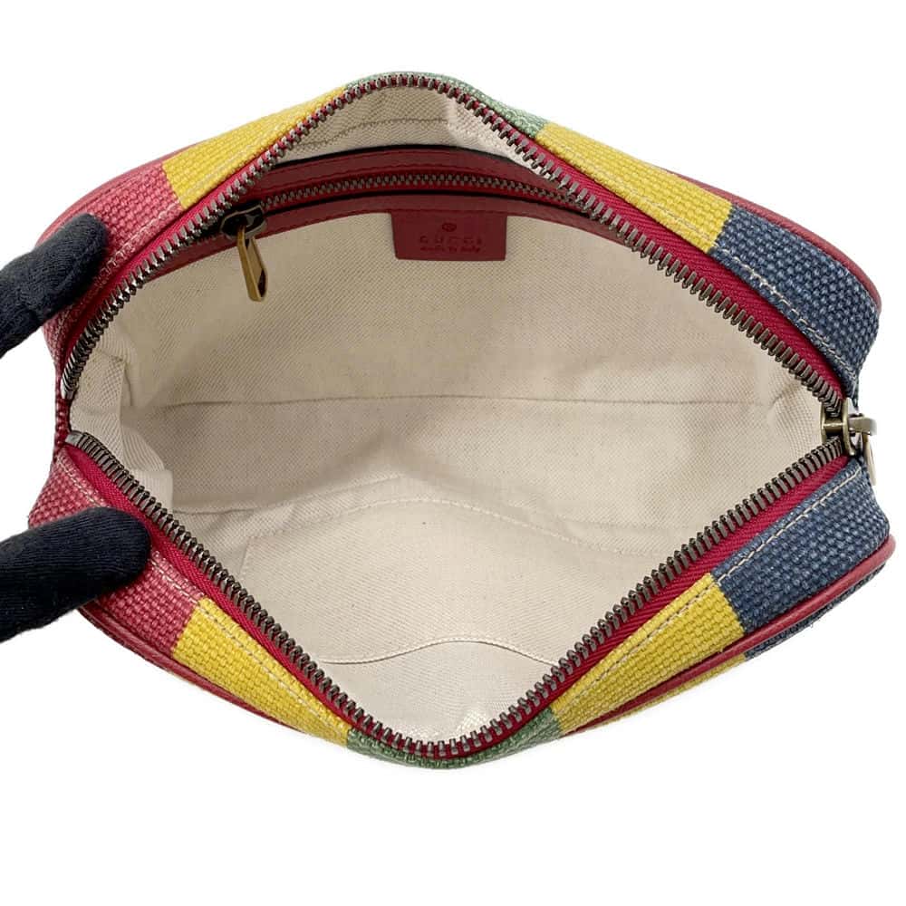 GUCCI Baiadera Striped Waist Bag Multicolor 625895 Canvas Leather