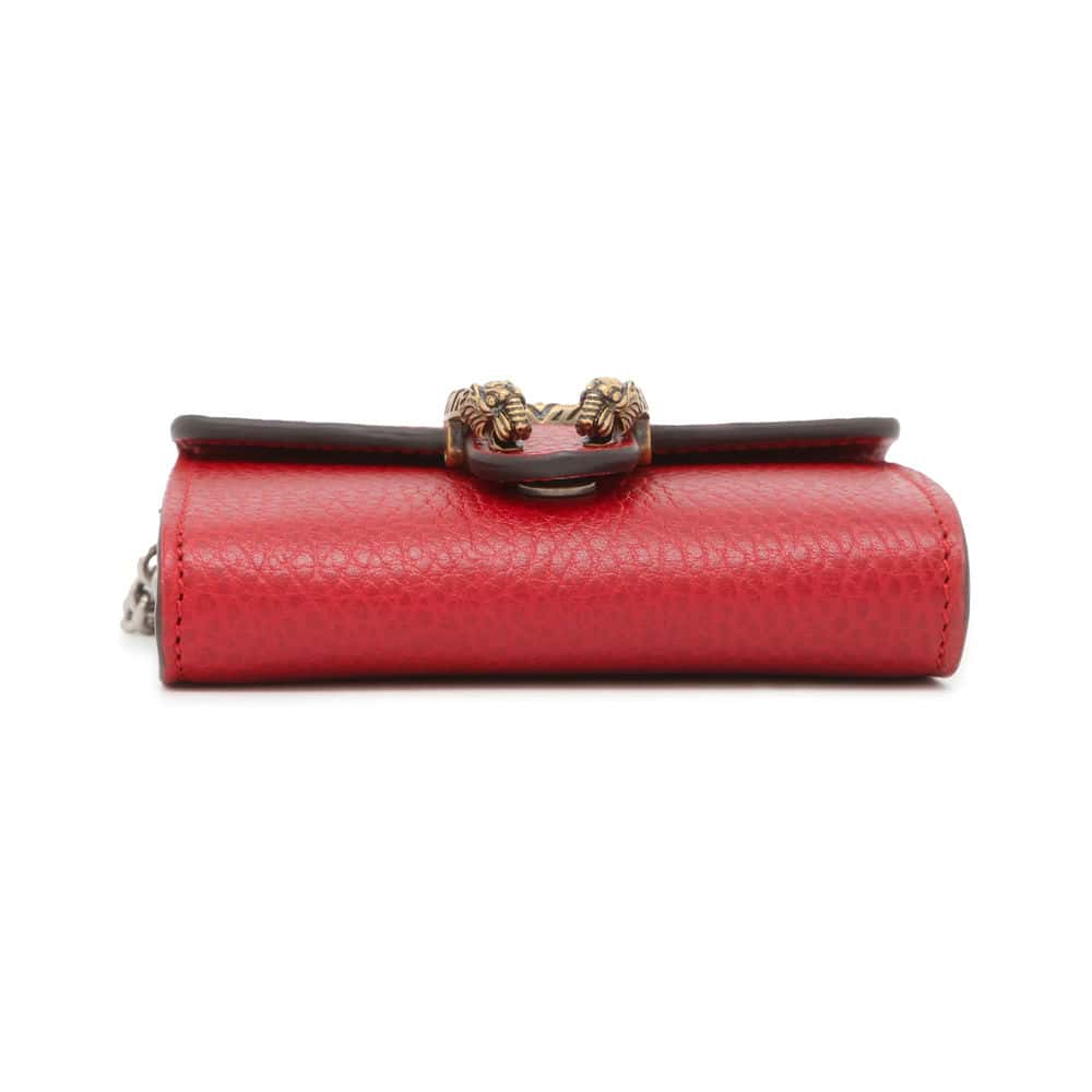 GUCCI Dionysus Chain Card Case Red 574930 Leather