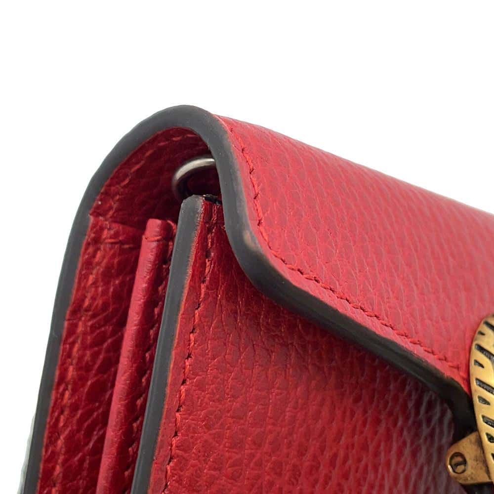GUCCI Dionysus Chain Card Case Red 574930 Leather