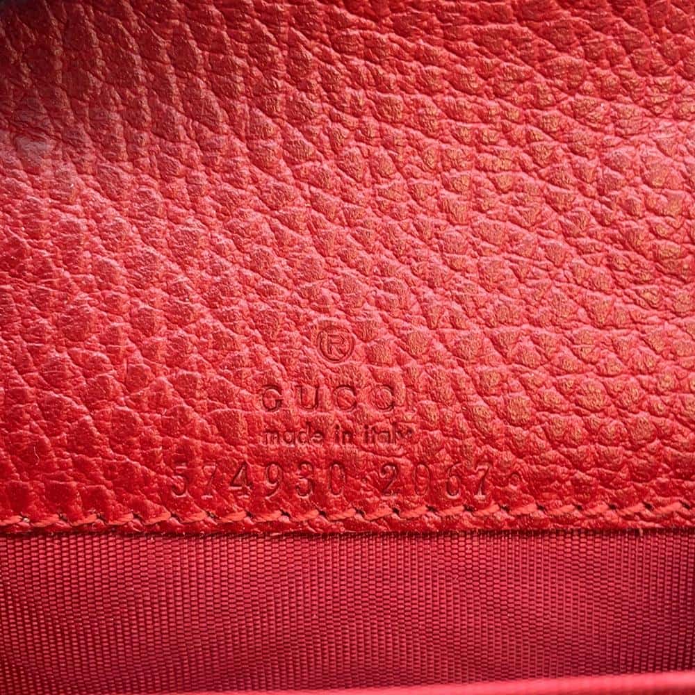 GUCCI Dionysus Chain Card Case Red 574930 Leather