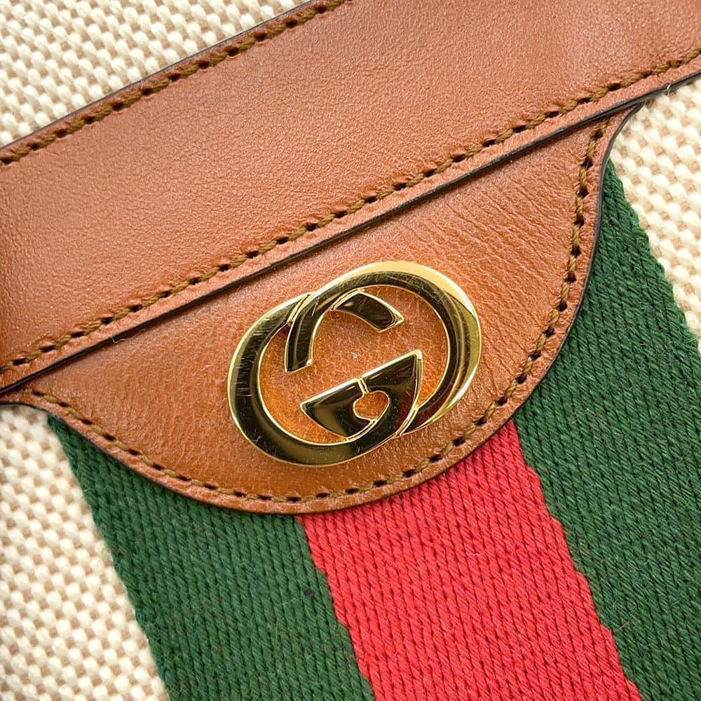 GUCCI Cherie Line Belt Bag Phone Case Beige/Brown 581519 Canvas Leather
