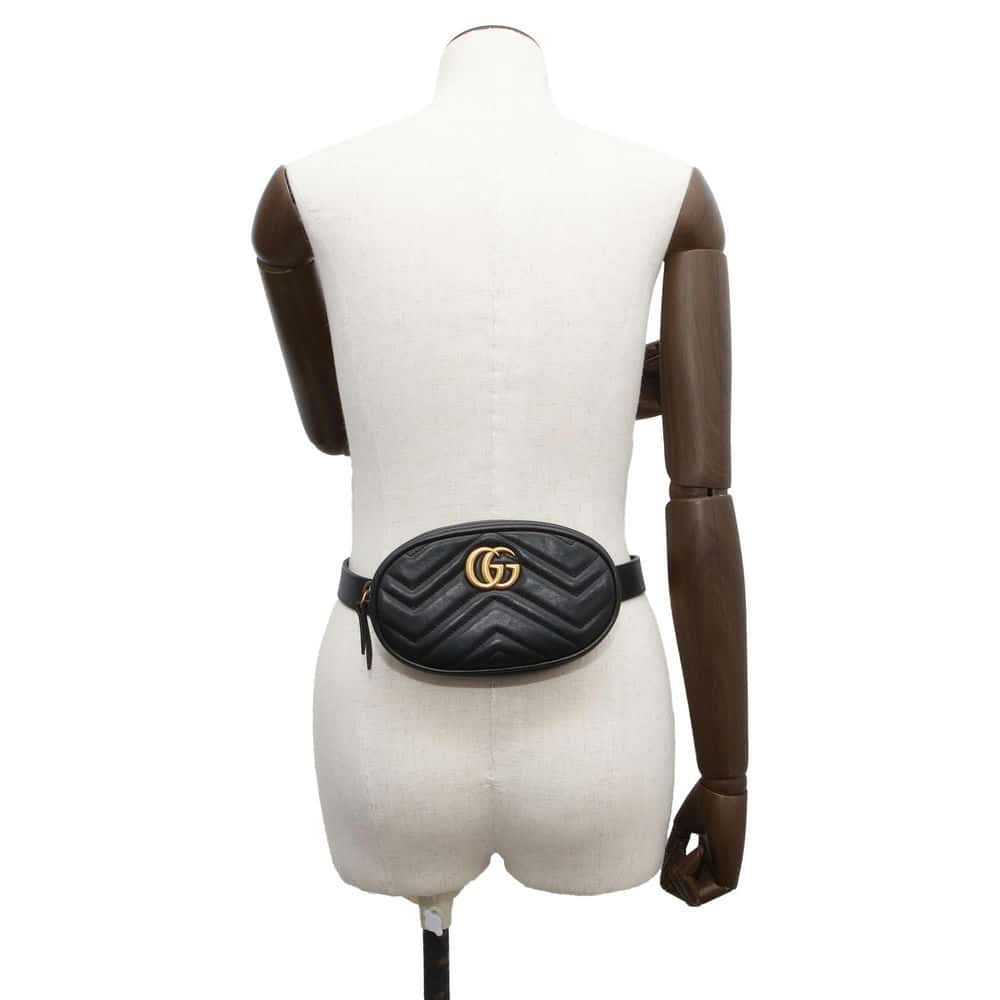 GUCCI GG Marmont belt bag Black 476434 Leather