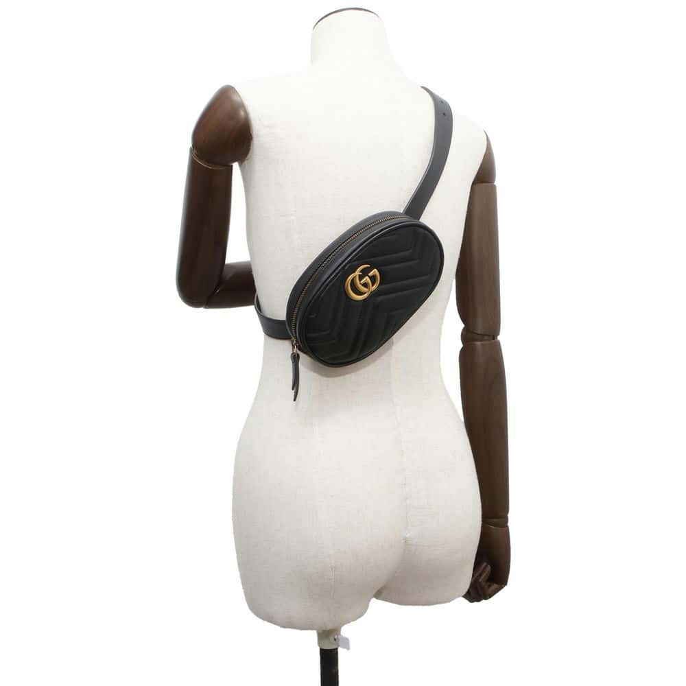 GUCCI GG Marmont belt bag Black 476434 Leather