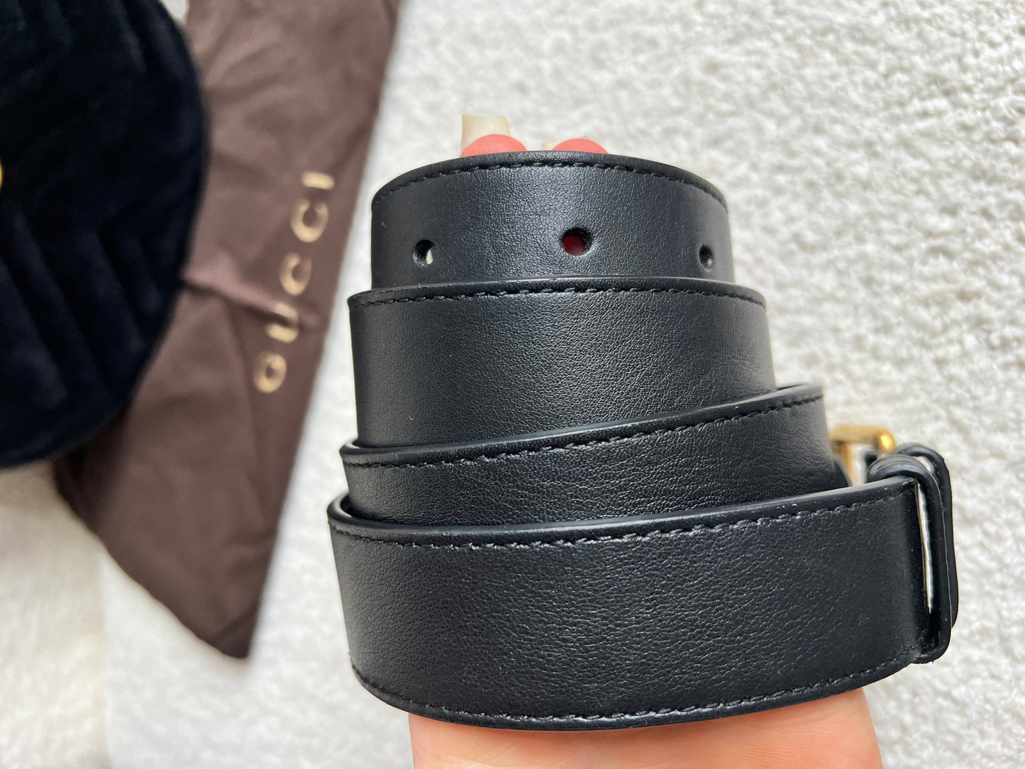 Gucci GG Black Velvet Marmont Belt Bag