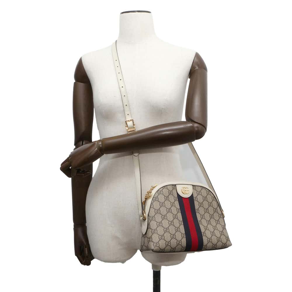 GUCCI Ophidia GG Supreme Shoulder Bag Beige/Ivory 499621 GG SupremeCanvas Leather