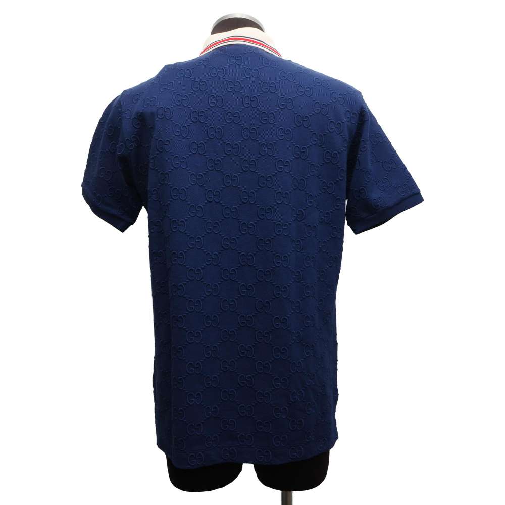 GUCCI GG Stretch Cotton Polo Shirt Size XS Blue 598956 Cotton93% Polyurethane7%