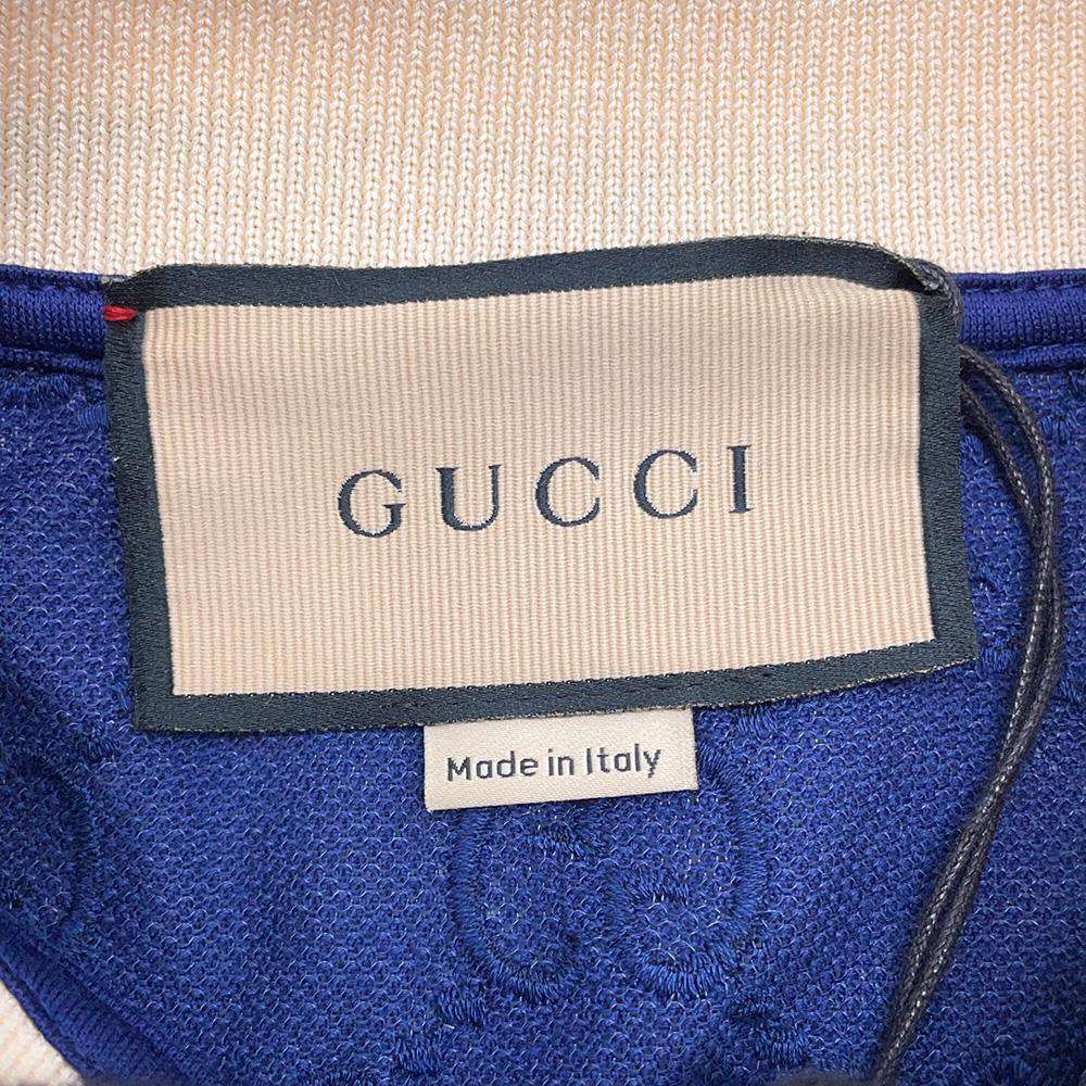 GUCCI GG Stretch Cotton Polo Shirt Size XS Blue 598956 Cotton93% Polyurethane7%