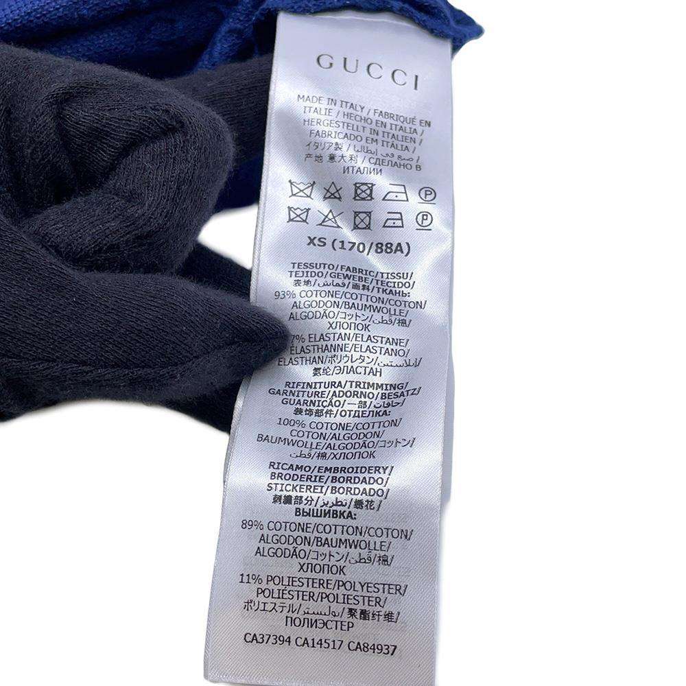 GUCCI GG Stretch Cotton Polo Shirt Size XS Blue 598956 Cotton93% Polyurethane7%