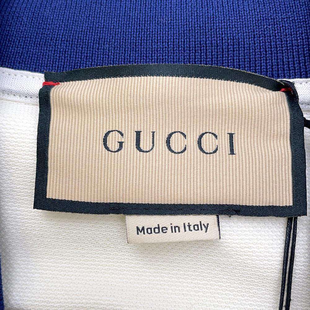 GUCCI Cotton pique polo shirt Size XS White/Blue 737667 Cotton94% Polyurethane6%