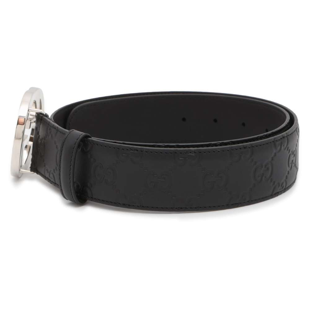 GUCCI Signature Leather Belt Black 411924 Leather Size 90