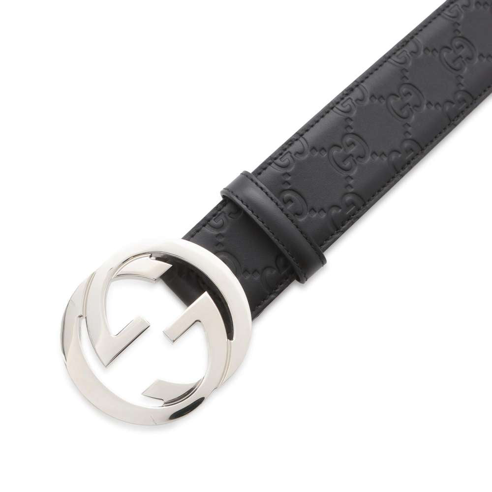 GUCCI Signature Leather Belt Black 411924 Leather Size 90