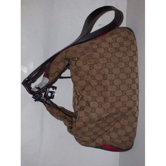 Gucci Vintage Pursesdesigner Purses Brown Leather And Gg Leather Hobo Bag