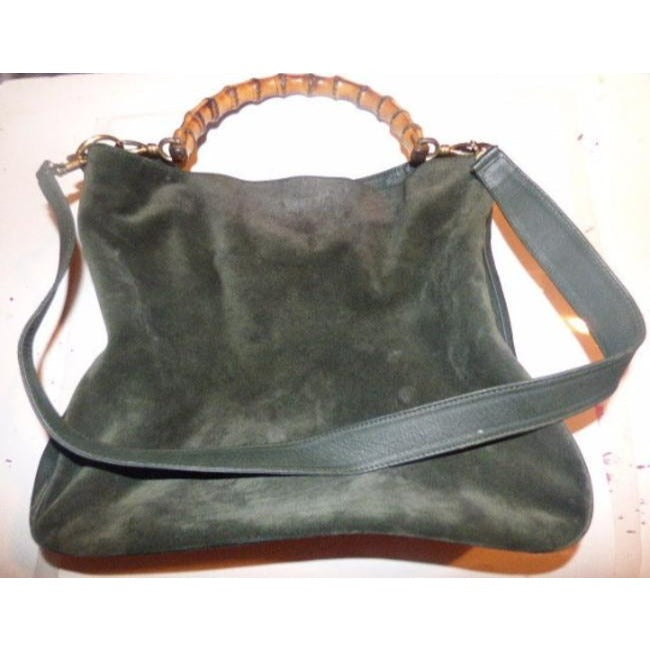 Gucci Green Suede & Leather Sarah Flip Top Two- Way Purse