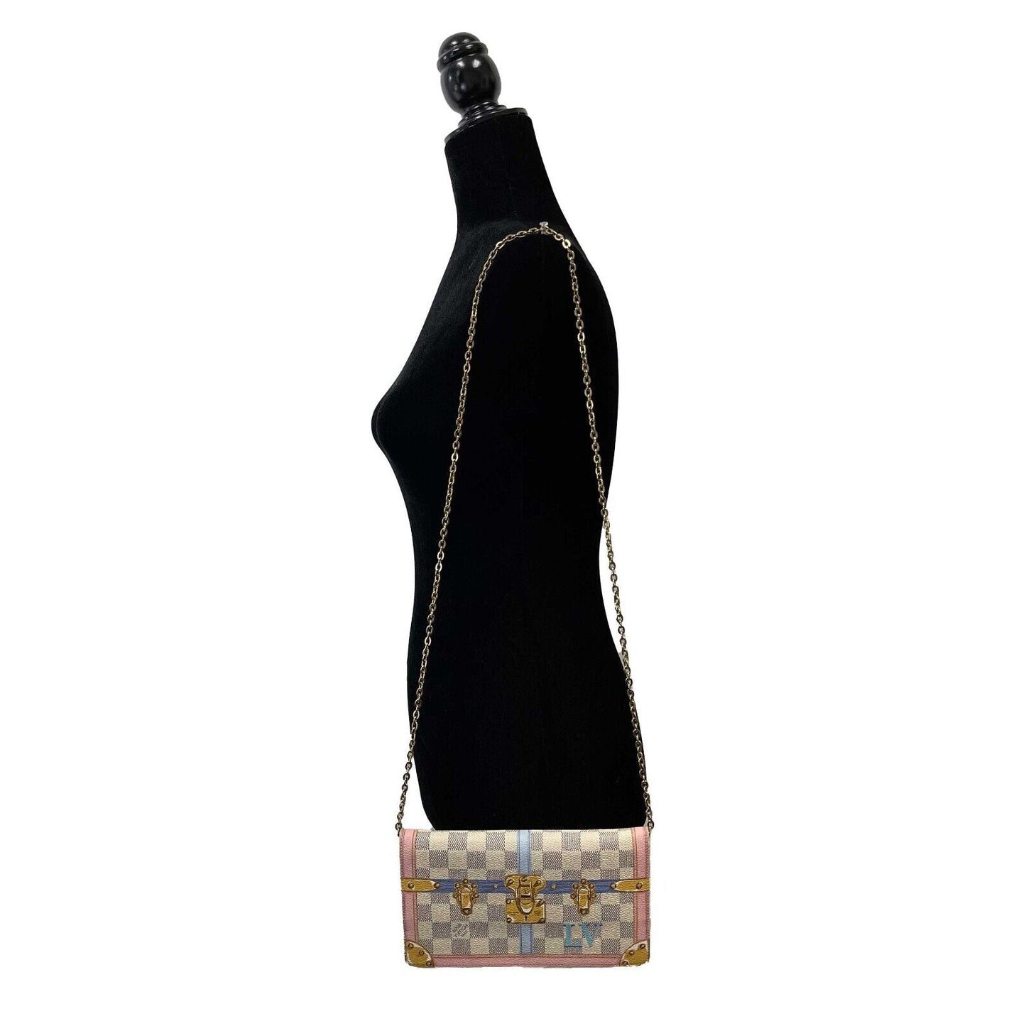LOUIS VUITTON - Rare Damier Azur Summer Trunks Pochette Weekend Chain Crossbody