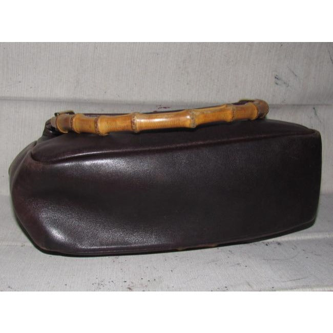 Gucci Vintage Supple Brown Leather Body And Bamboo Handles And Accents