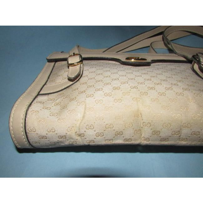 Gucci Vintage White Small G Logo Print Canvas And White Leather