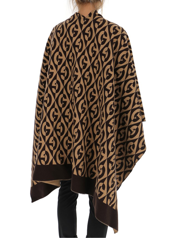 Gucci GG Rhombus Poncho In Brown