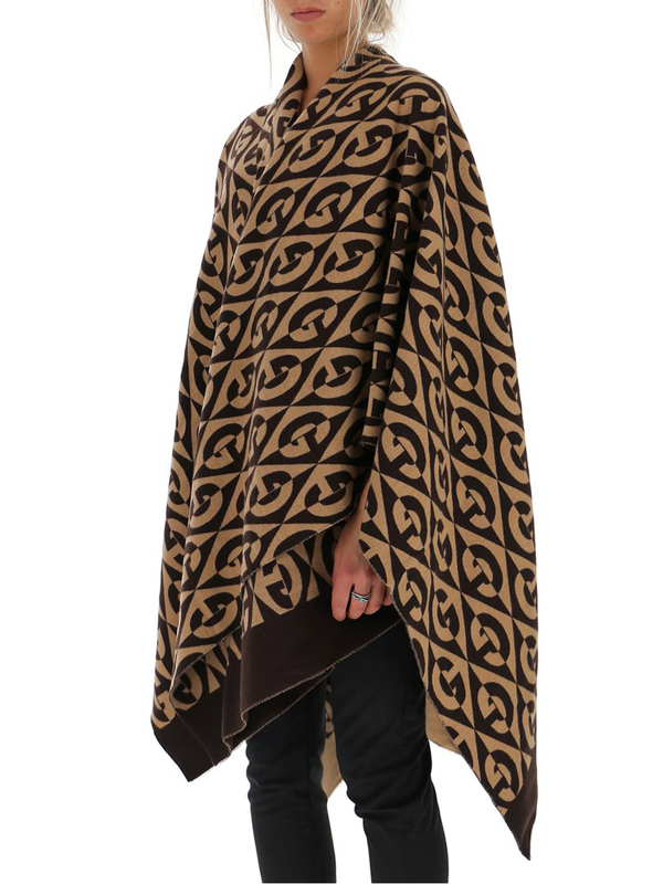 Gucci GG Rhombus Poncho In Brown