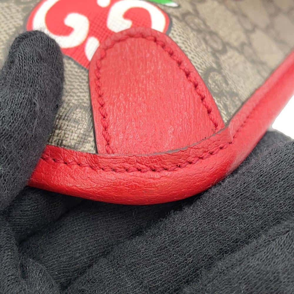 GUCCI Apple GG Supreme Repom Waist Bag Beige/Red 625233 PVC Leather