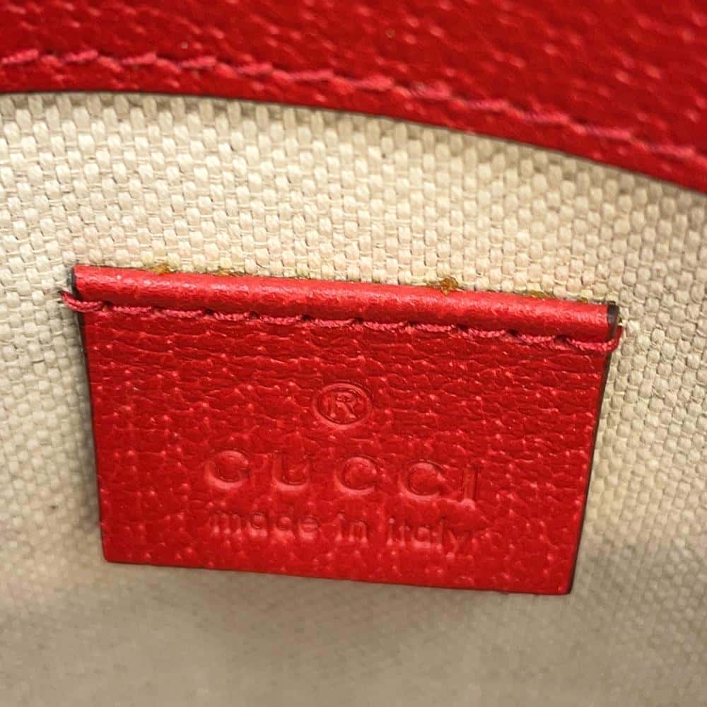 GUCCI Apple GG Supreme Repom Waist Bag Beige/Red 625233 PVC Leather