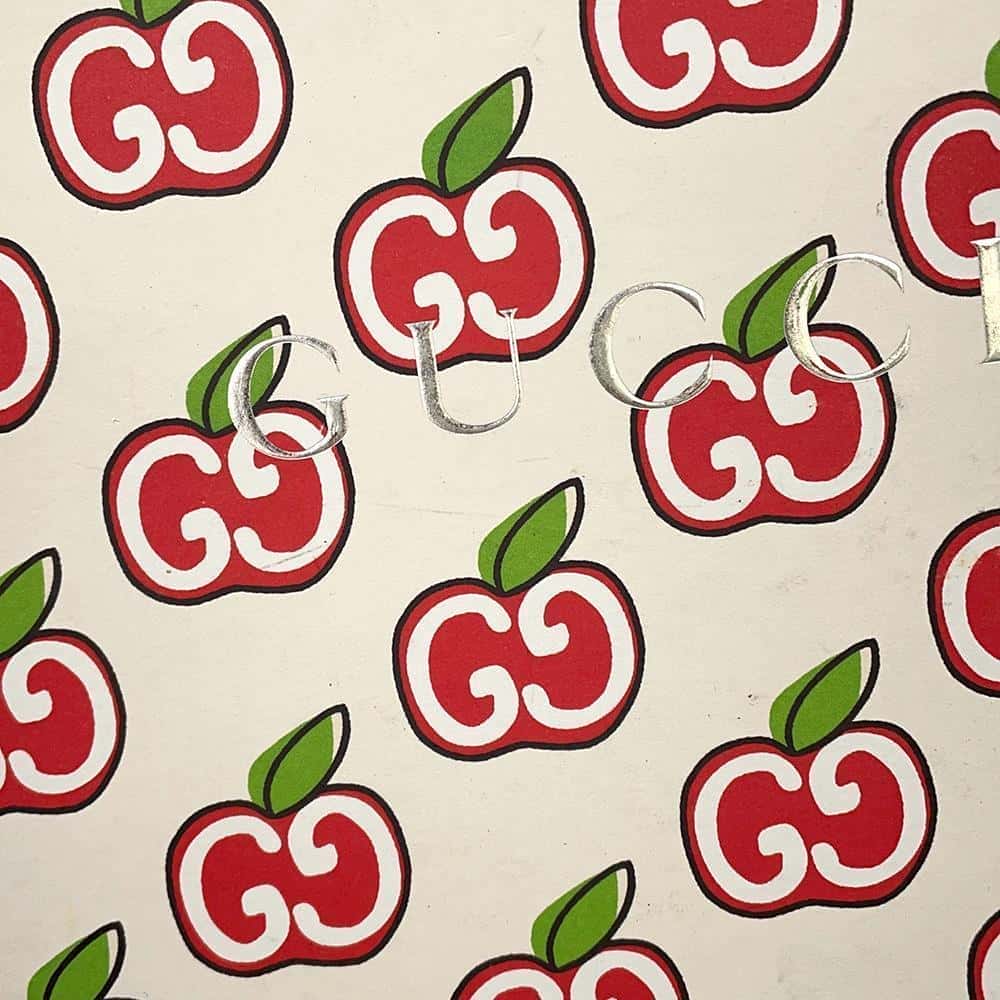 GUCCI Apple GG Supreme Repom Waist Bag Beige/Red 625233 PVC Leather