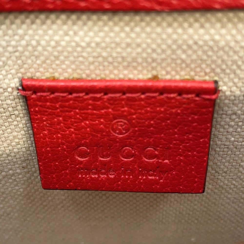 GUCCI Apple GG Supreme Repom Waist Bag Beige/Red 625233 PVC Leather