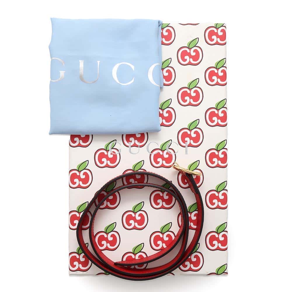 GUCCI Apple GG Supreme Repom Waist Bag Beige/Red 625233 PVC Leather