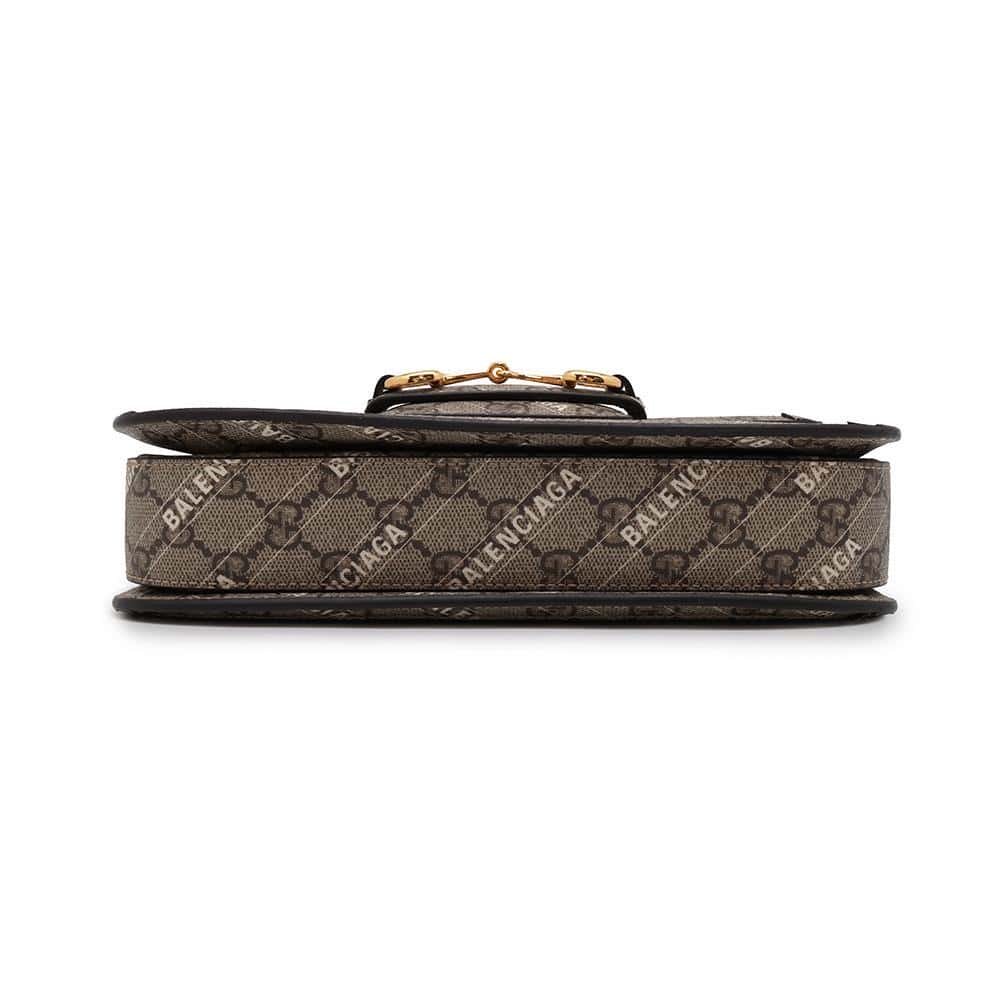 GUCCI BALENCIAGACollaboration Horsebit1955 Shoulder Bag Beige 602204 GG SupremeCanvas