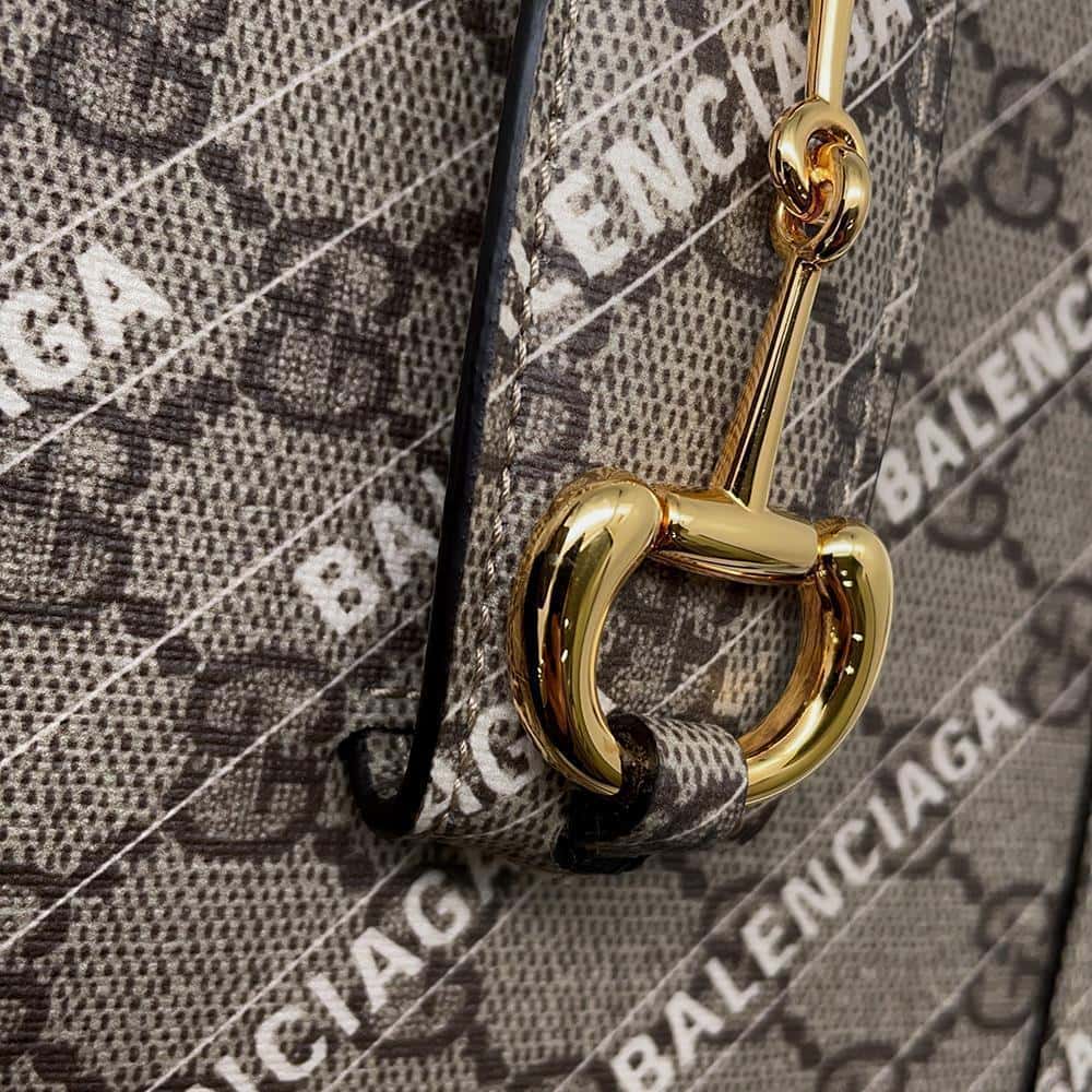 GUCCI BALENCIAGACollaboration Horsebit1955 Shoulder Bag Beige 602204 GG SupremeCanvas