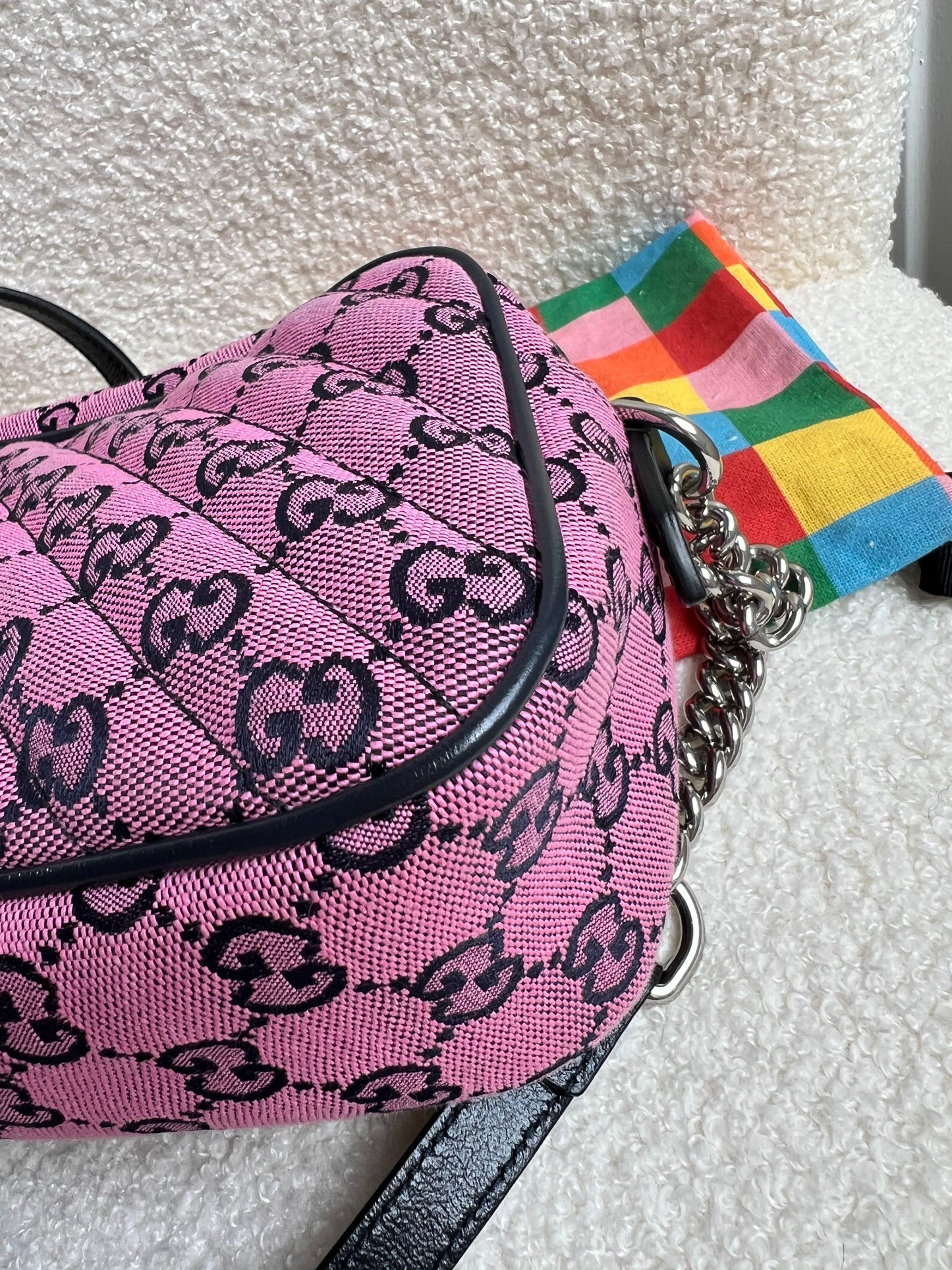 Gucci GG Marmont Pink Canvas Small Shoulder Bag (RRP £1050)