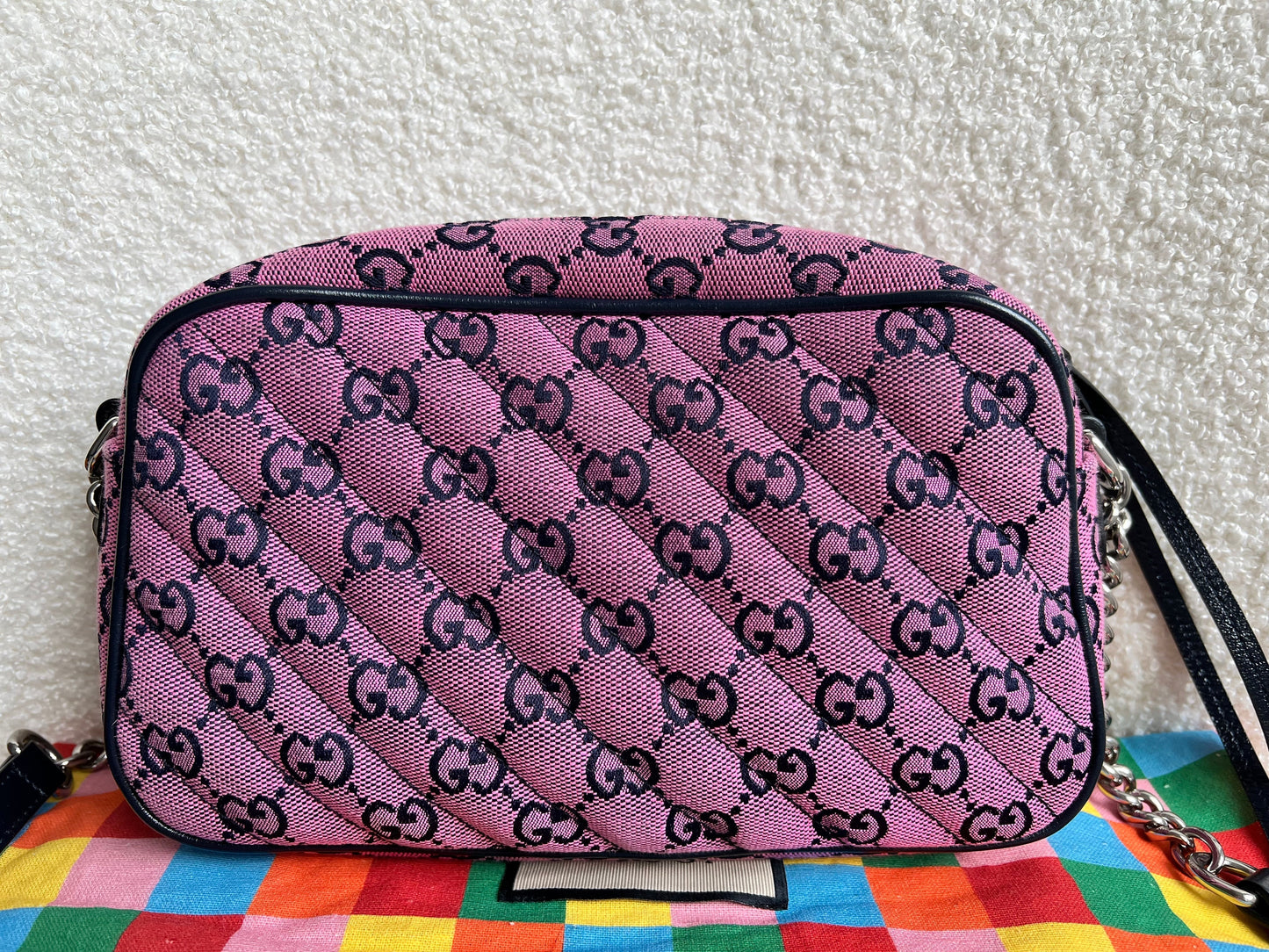 Gucci GG Marmont Pink Canvas Small Shoulder Bag (RRP £1050)