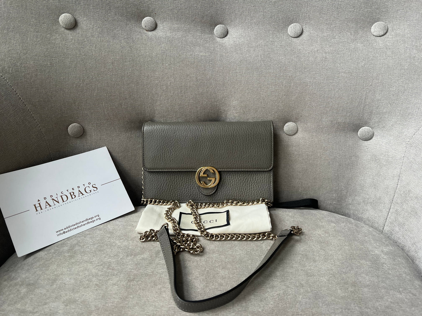 Gucci Dollar Grey Interlocking Chain Wallet