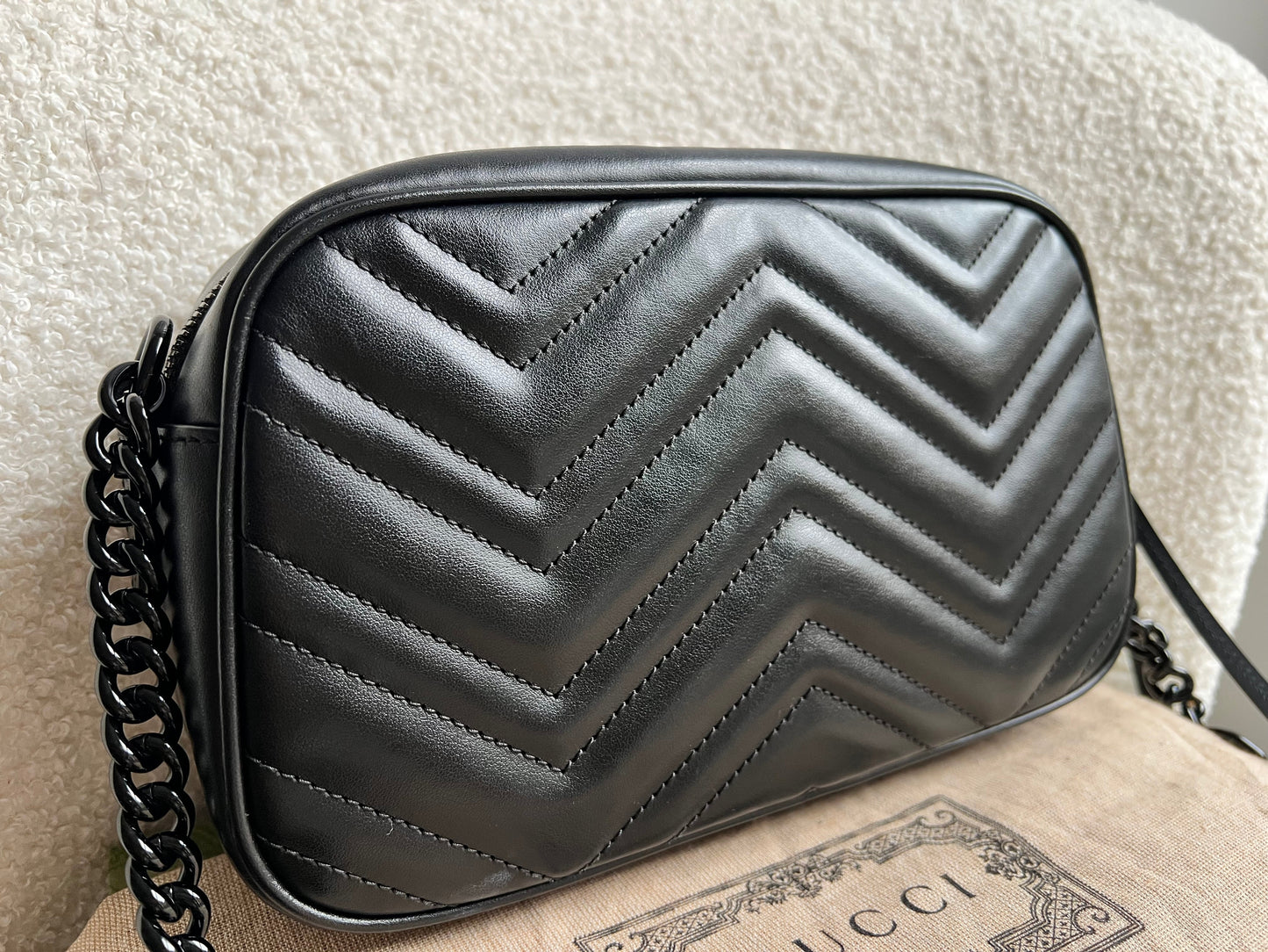 Gucci GG Black on Black Marmont Small Shoulder Bag (RRP £1340)