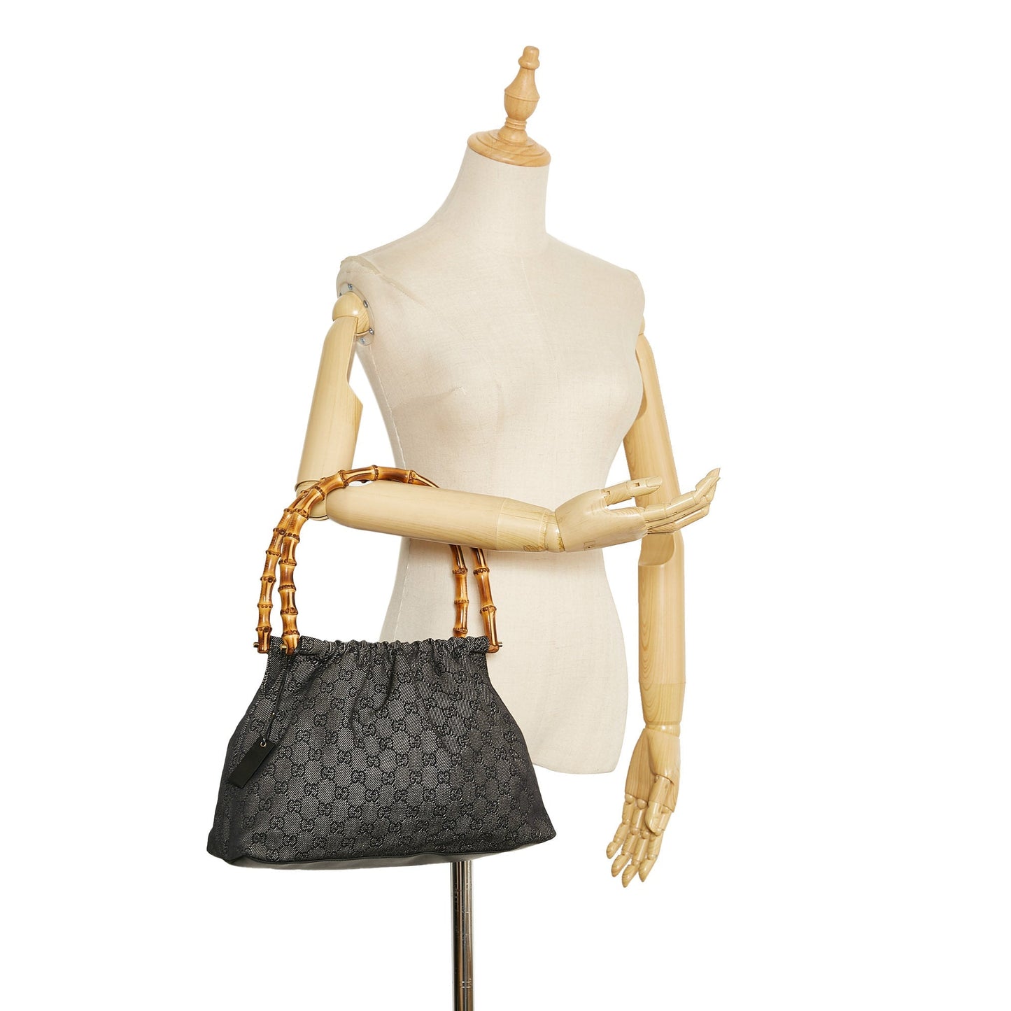 Gucci GG Canvas Bamboo Handbag
