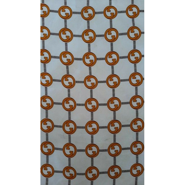 Gucci Green Gold Brown G Logo Print Silk Scarf
