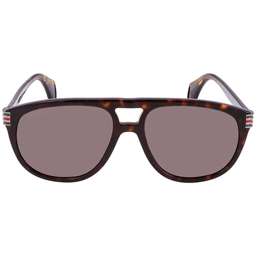 Gucci Web Logo Aviators in Havana Brown